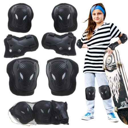 Set pentru copii, 6 x protectii pentru genunchi, coate si incheieturi (bicicleta, role, skateboard, patine)