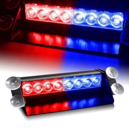 Lampa stroboscopica LED, montaj in parbriz, 8W, culoare Rosu – Albastru