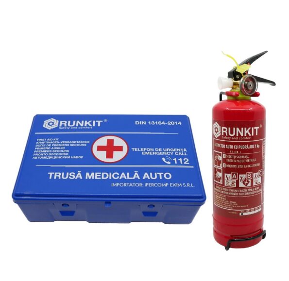 Kit Obligatoriu Auto – Stingător + Trusă Medicală
