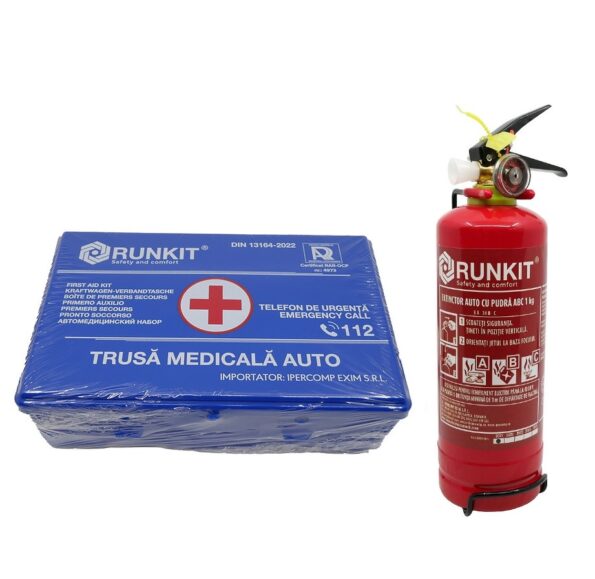 Kit Obligatoriu Auto – Stingător + Trusă Medicală